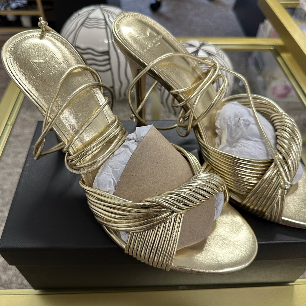 AUTHENTIC Marc Fisher Gold Strappy Heels
